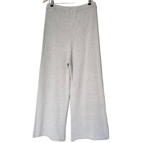 FREE PEOPLE Hailee Waffle Knit Wide Leg Relaxed Pull On Pants in Light Grey sz S - Picture 8 of 13